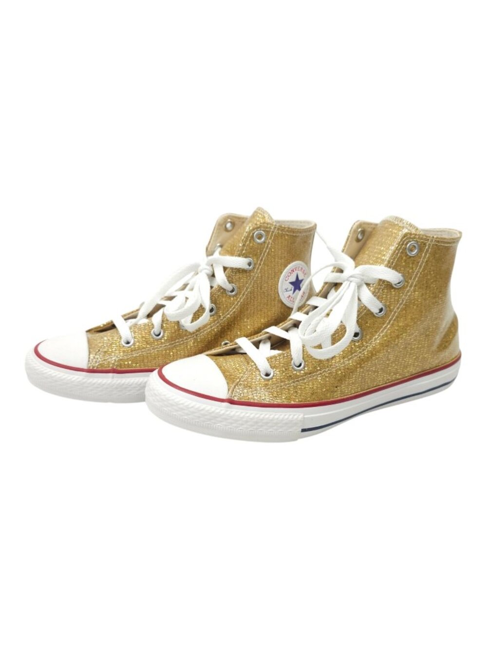 Converse Chuck Taylor All Star High Sneakers Youth Size 6 Gold Glitter 663625C